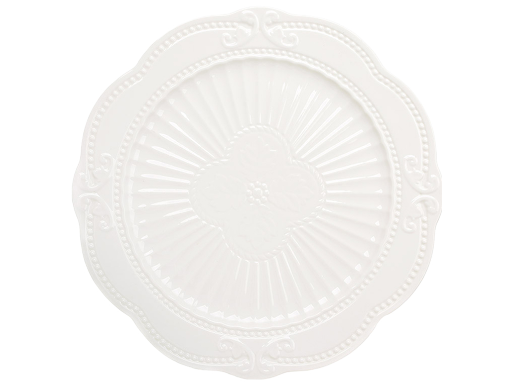 Блюдо сервировочное Elegance White, фарфоровое, рельефное, D30.5х2.3 см