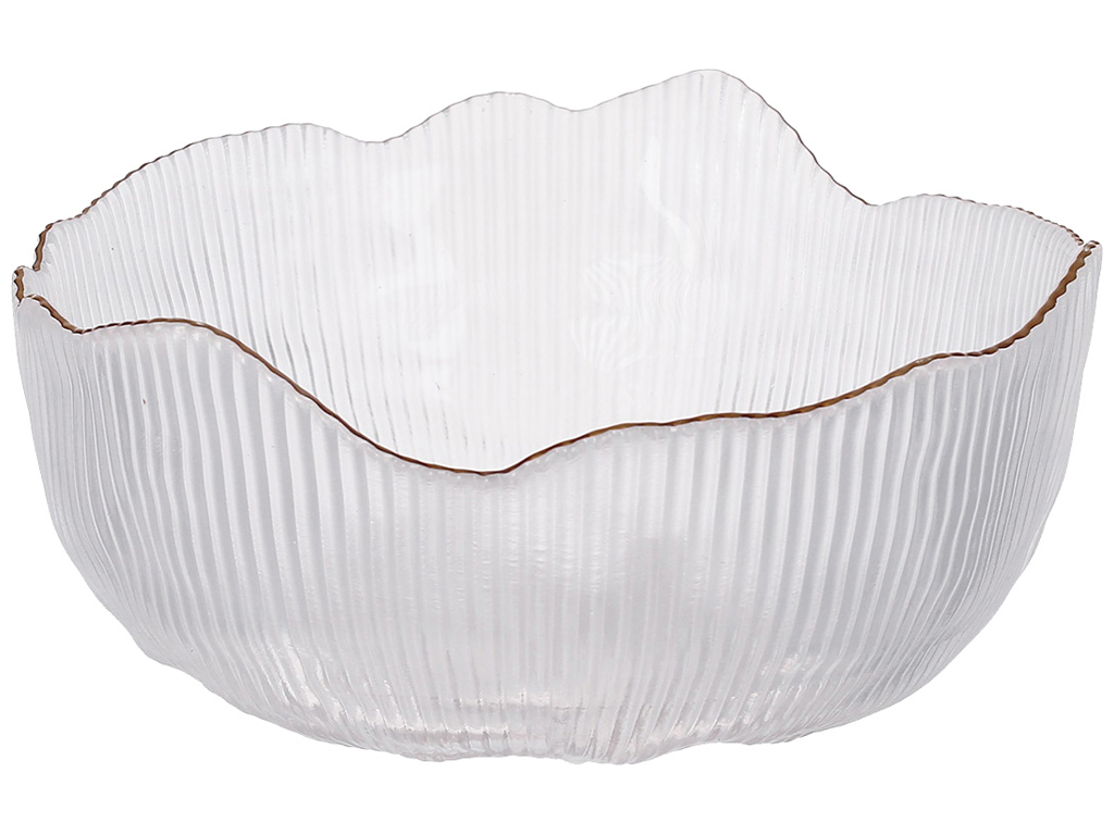 Салатник из прозрачного стекла Fleur с золотым ободком, D20х9см