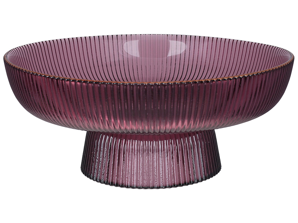 Фруктовница стеклянная на ноге Scandi с золотым ободком 20х8,5см, цвет - пурпурный