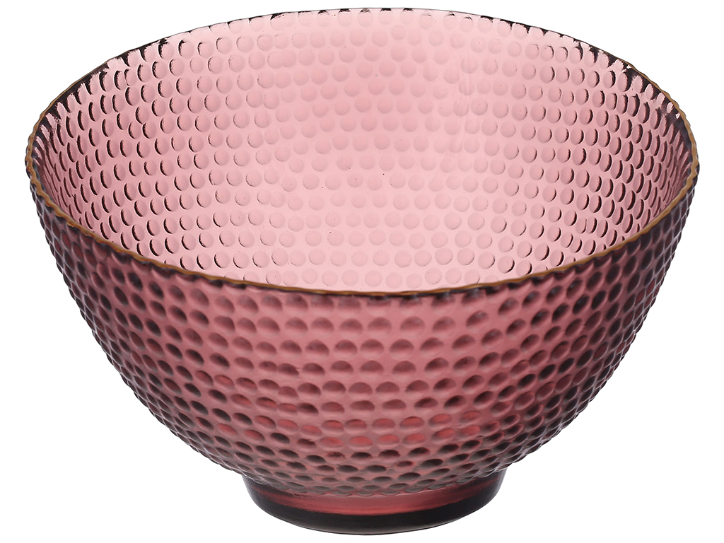 Салатник скляний Bauble пурпурний із золотим обідком, 17x12см