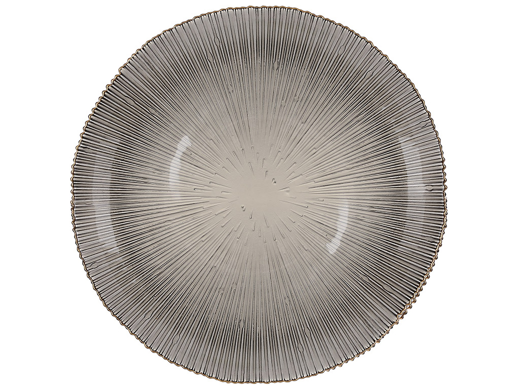 Тарілка, колір - димчастий сірий із золотим обідком, 33см