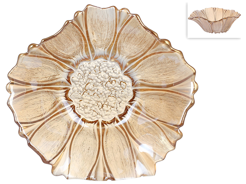 Блюдо стеклянное Flower, 18,5x7см, цвет – амбер