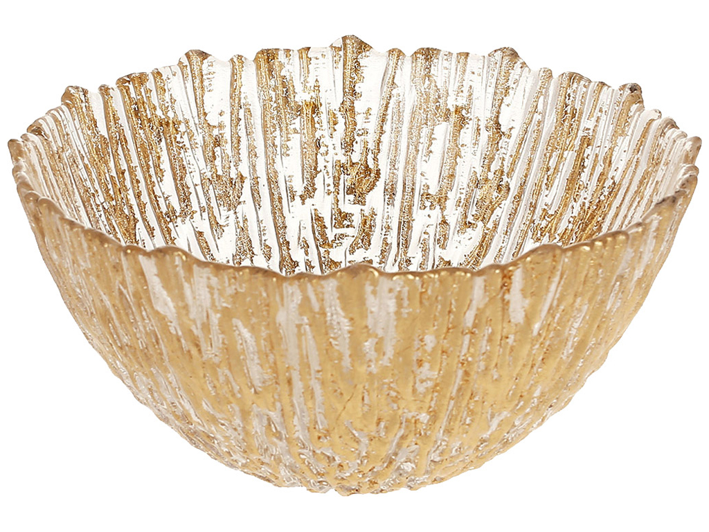 Салатник стеклянный Gold, 600мл, цвет - прозрачный с золотом
