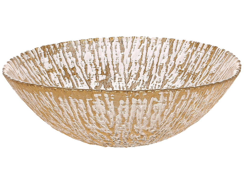 Салатник стеклянный Gold, 900мл, цвет - прозрачный с золотом