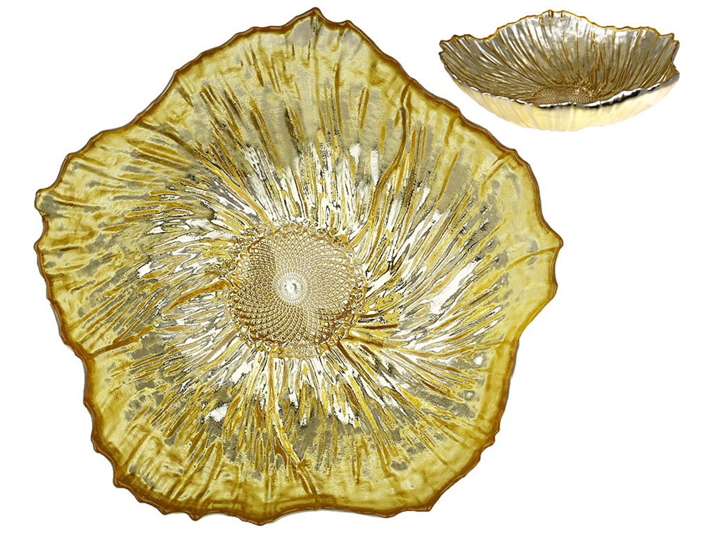 Салатник стеклянный Flower 450мл, цвет - золото