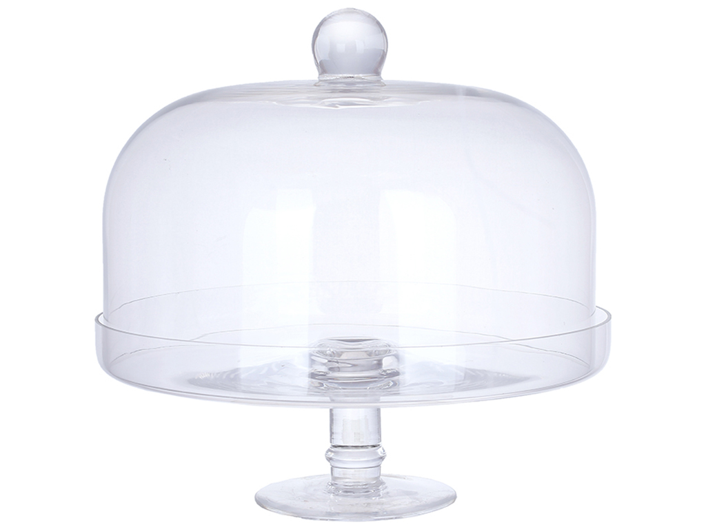 Блюдо стеклянное на ножке с крышкой, D30х29см