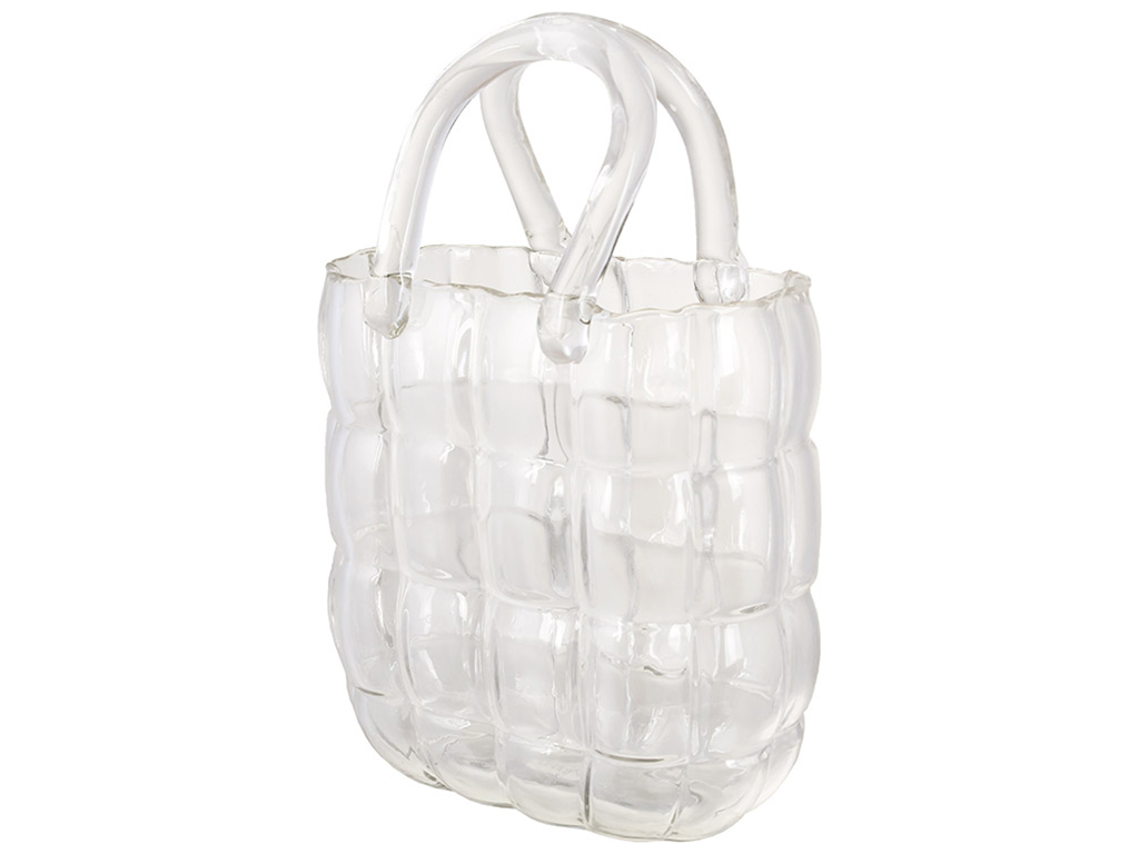 Ваза из прозрачного стекла в форме Сумочки, 18х9х28см