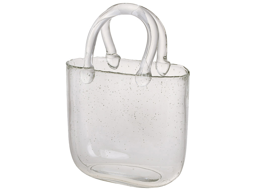 Ваза из прозрачного стекла в форме Сумочки, 19х9х27см