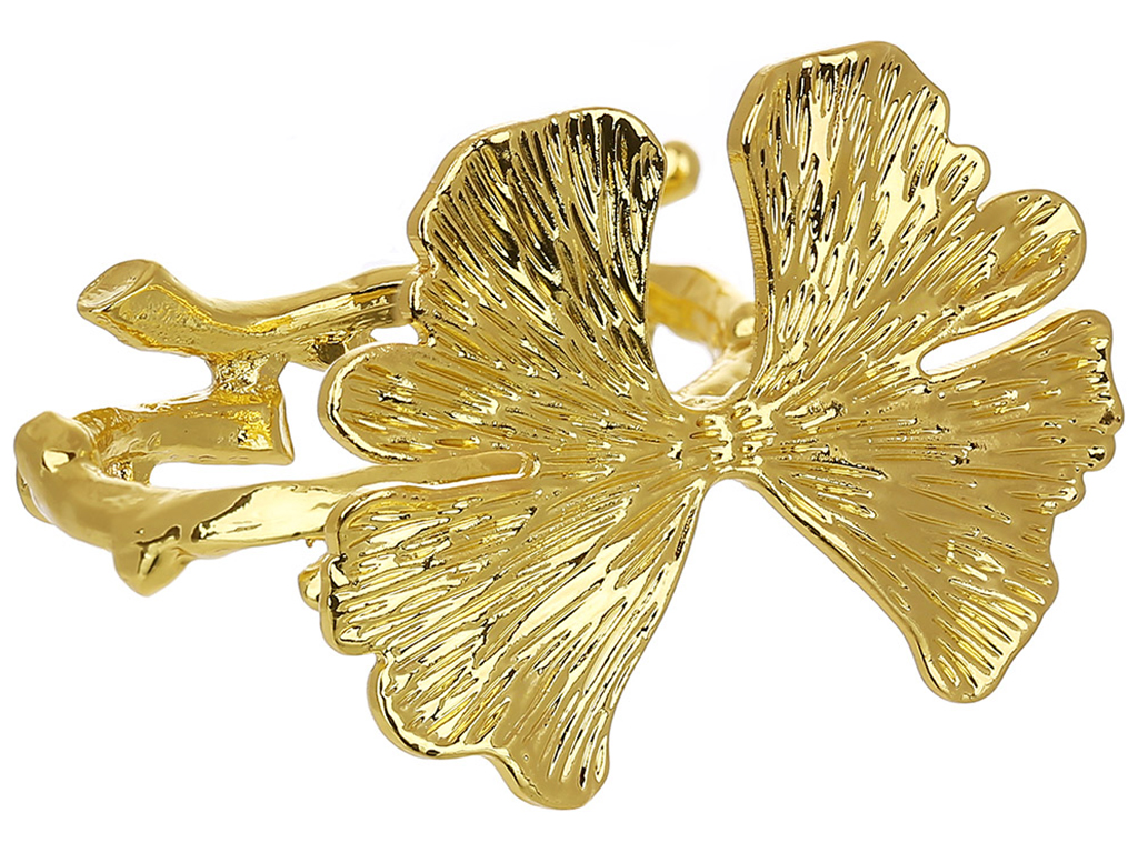 Металлическое кольцо для салфеток Лист Гинкго, 5,5х4х5,9см, цвет - золото