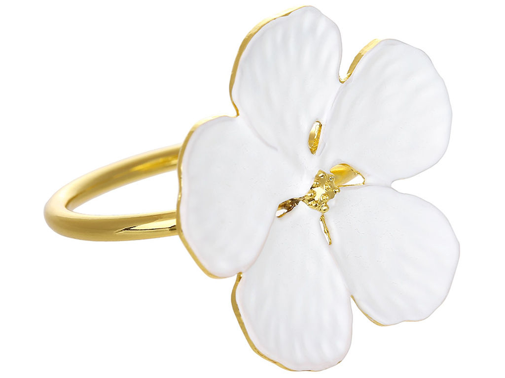 Металлическое кольцо для салфеток Цветок, D4,3х4см, цвет - белый с золотом