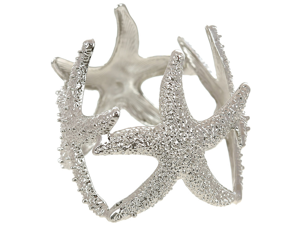 Металлическое кольцо для салфеток Морская звезда, D5х4см, цвет - серебро