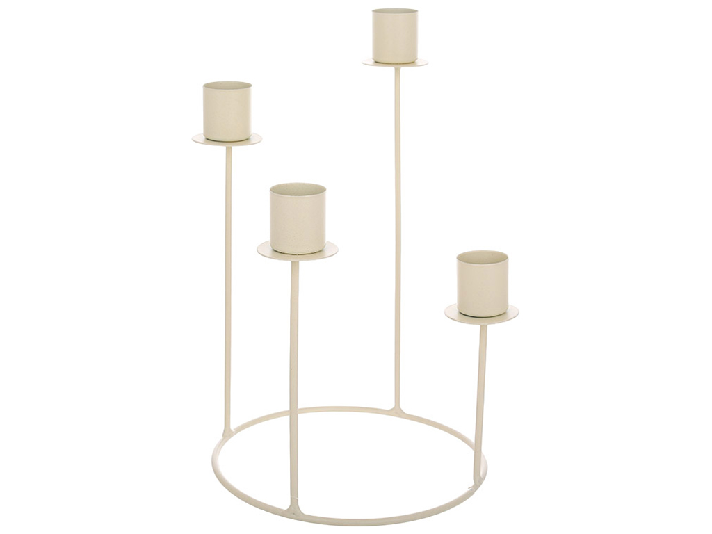 Подсвечник металлический на 4 свечи, D16х26,5см, цвет - бежевый