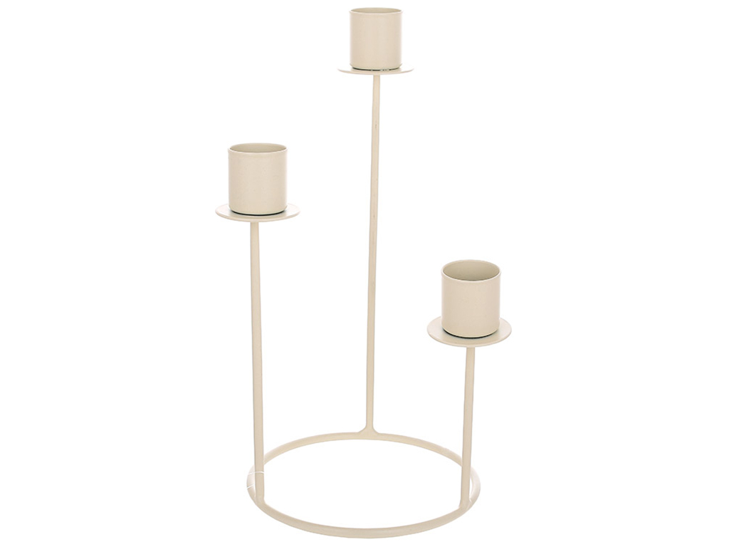 Подсвечник металлический на 3 свечи, 12х23см, цвет - бежевый