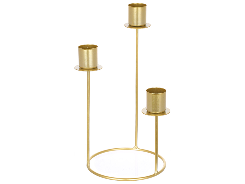 Підсвічник металевий на 3 свічки, 12х23см, колір - золото
