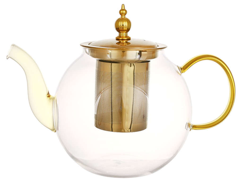 Чайник заварочный с металлическим фильтром, боросиликатное стекло, 1,2л, цвет прозрачный