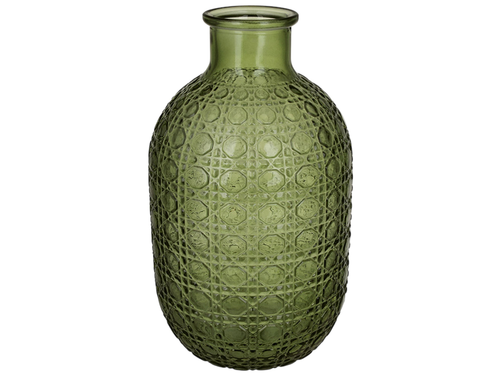 Ваза для цветов стеклянная зеленая, 11×11×20,5см
