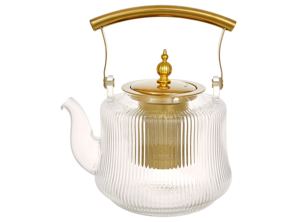 Чайник заварочный с металлическим фильтром, боросиликатное стекло, 1,4л, цвет прозрачный