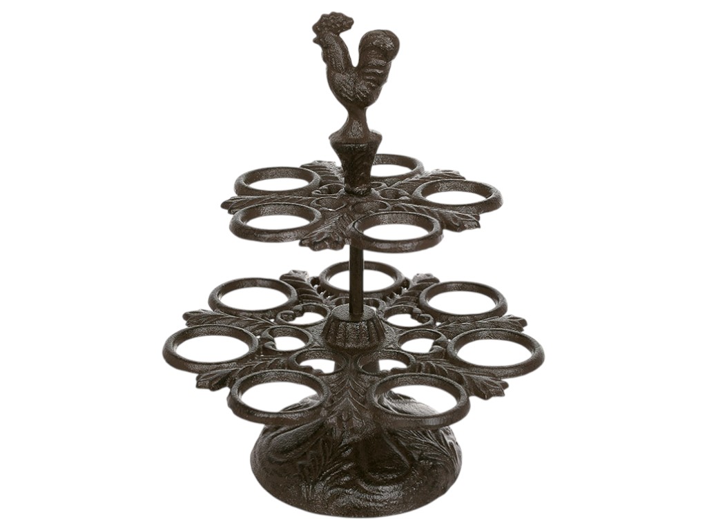 Подставка для яиц двухярусная, 12 держателей, чугун, 19×19×24см, цвет коричневый