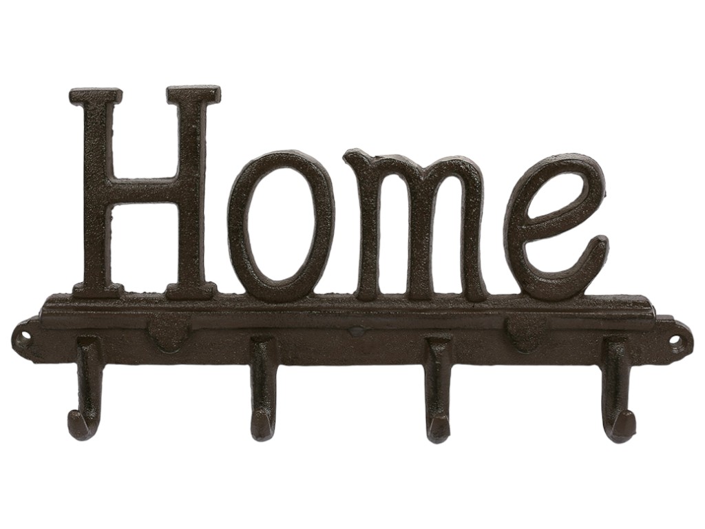 Вішалка Home, 4 гачки, чавун, 30×4×15см, колір коричневий
