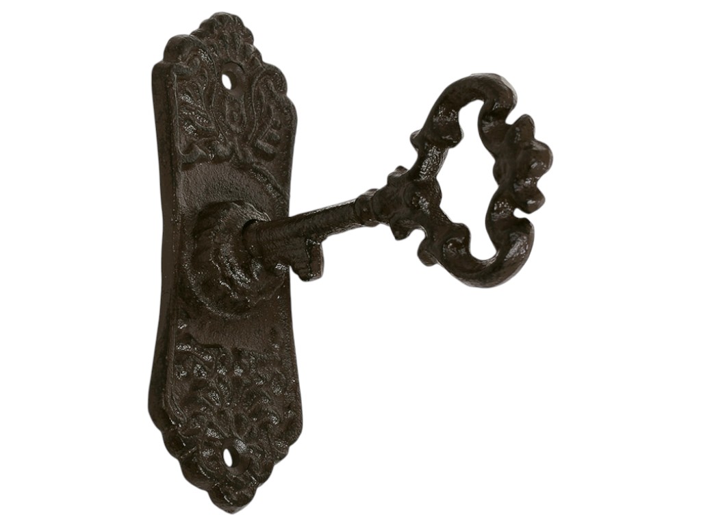 Ручка дверная Ключ, чугун, 11×5×13,5см, цвет коричневый
