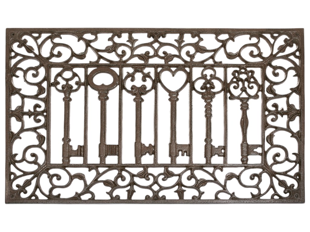 Коврик придверный, узор ключи, чугун, 59×39×1,5см, цвет коричневый