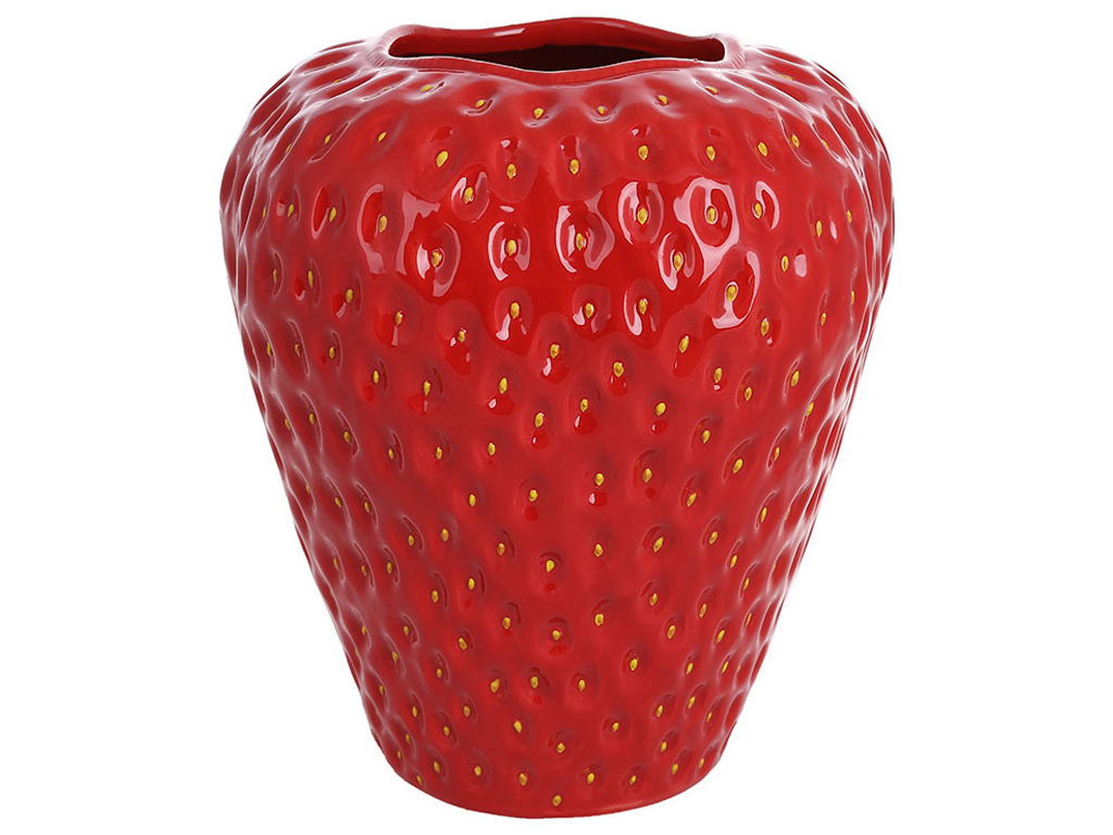 Ваза керамічна Strawberry, 21х21х26см, колір - червоний