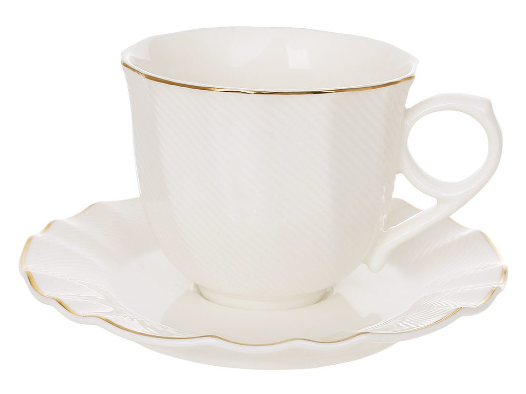 Набор кофейный фарфоровый White Orchid, с чашками и блюдцами, 90 мл, (цена за набор 12 предметов)