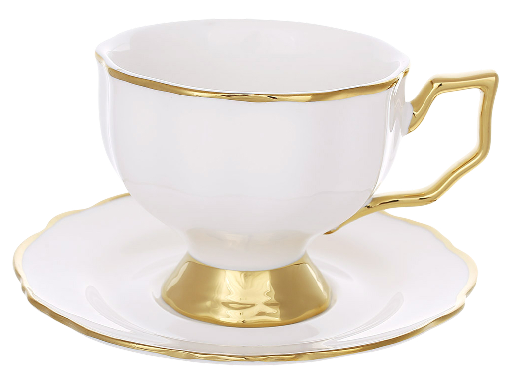 Чайный фарфоровый набор Golden Grace, 6 чашек 250 мл, 6 блюдцев (цена за набор 12 предметов)