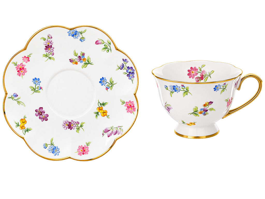 Чайный набор Petite Fleur с чашками и блюдцами, фарфор, 220 мл, 12 предметов (цена за набор)
