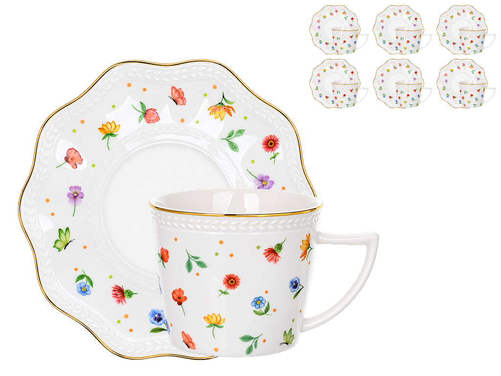 Чайный набор Petite Fleur с чашками и блюдцами, фарфор, 250 мл, 12 предметов (цена за набор) Чайный набор Petite Fleur с чашками и блюдцами, фарфор, 250 мл, 12 предметов (цена за набор)