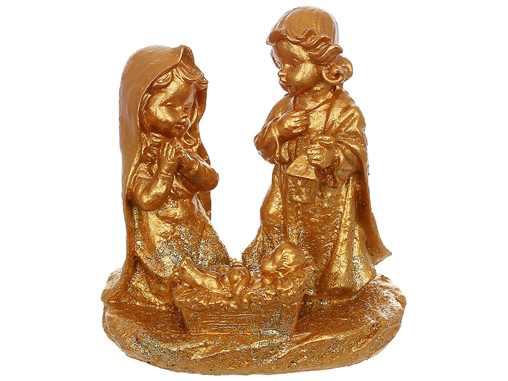 Різдвяна статуетка Вертеп 8,2см, колір - золото з гліттером