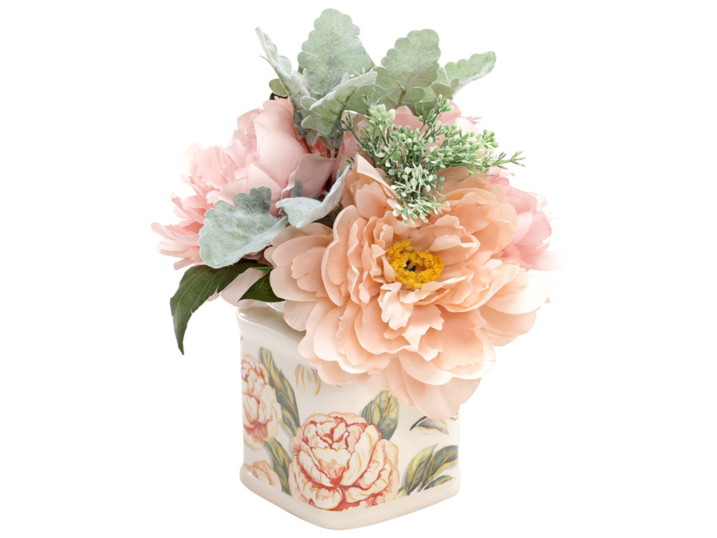 Декоративная композиция Цветы в кракелюровой вазе