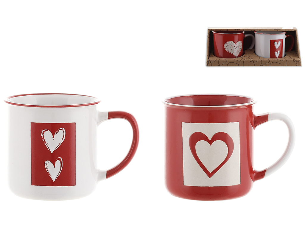 Набор чашек Сердце, 300мл, 2 дизайна (цена за набор 2шт)