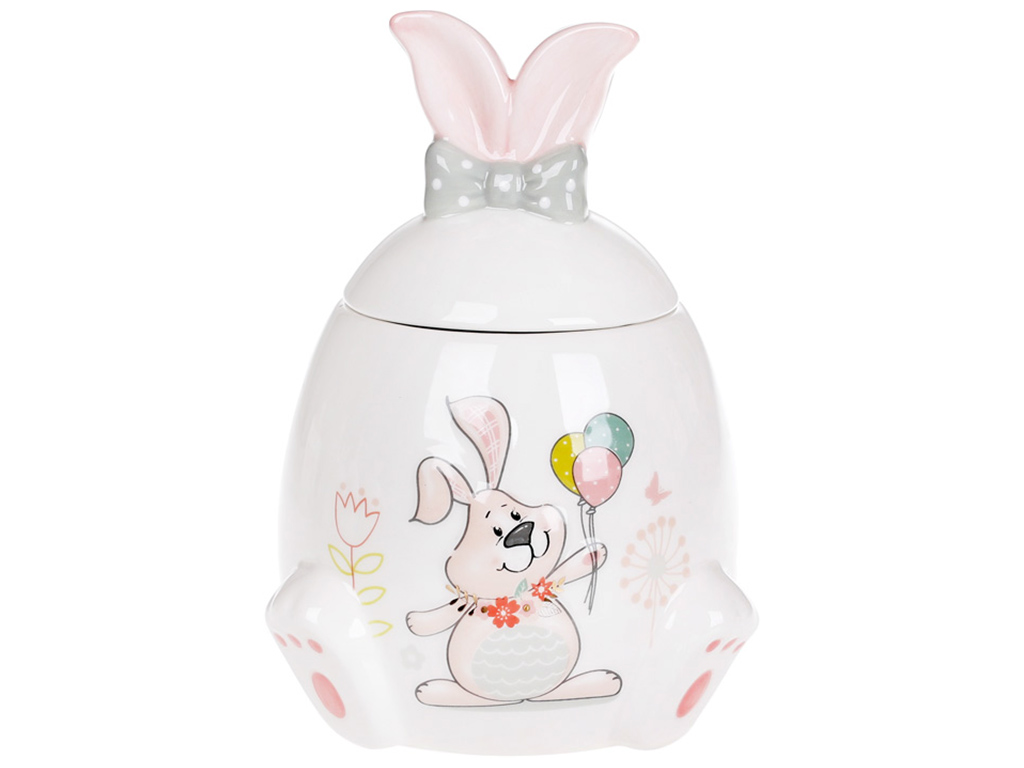 Банка керамическая с объемным рисунком Веселый кролик, 450мл