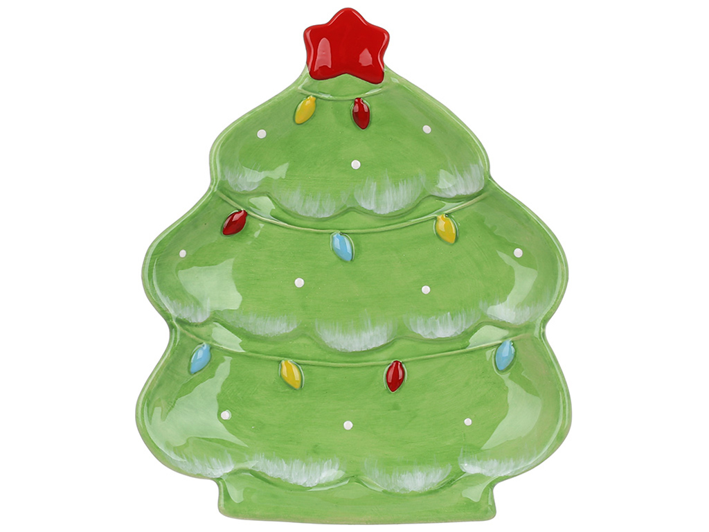 Тарілка керамічна у формі ялинки з об'ємним малюнком, 21х20,5х2см