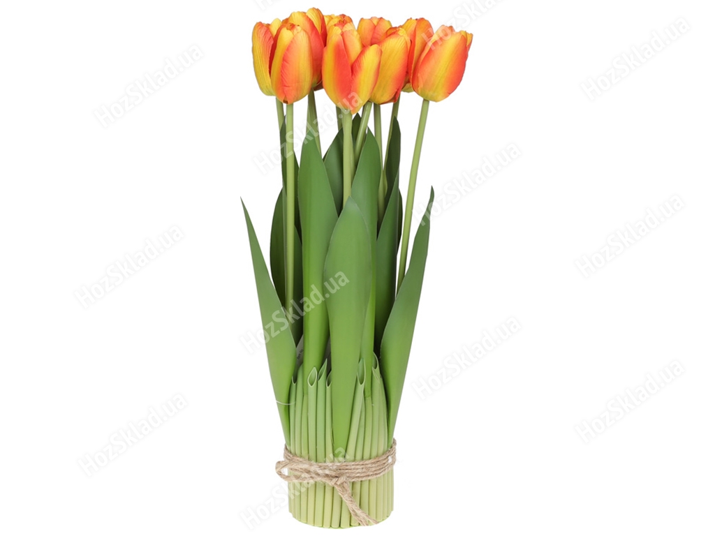 Декоративный букет Тюльпанов, 37см, цвет - оранжевый