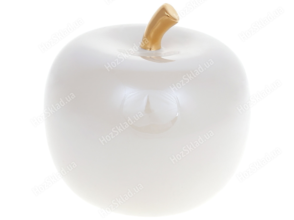 Декоративне яблуко, 12,5см, колір - білий перламутр із золотом