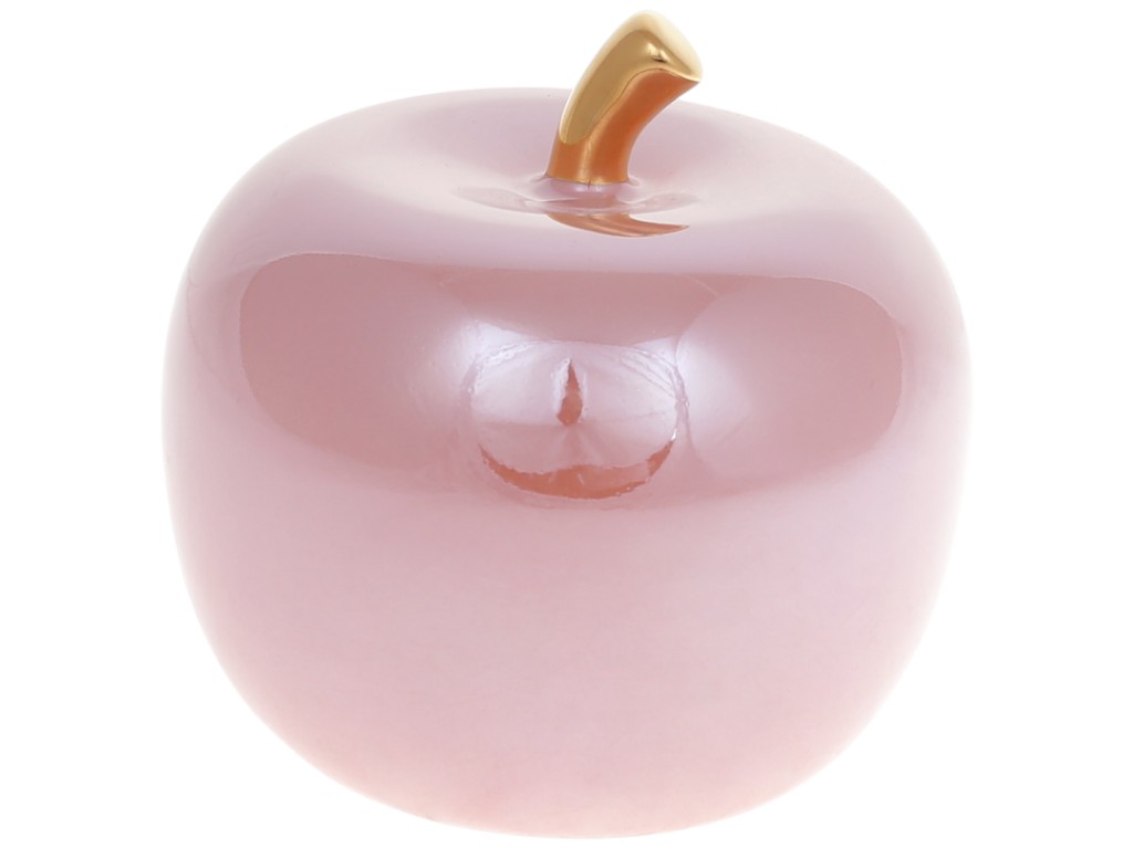 Декоративное яблоко, 12,5см, цвет - розовый перламутр с золотом