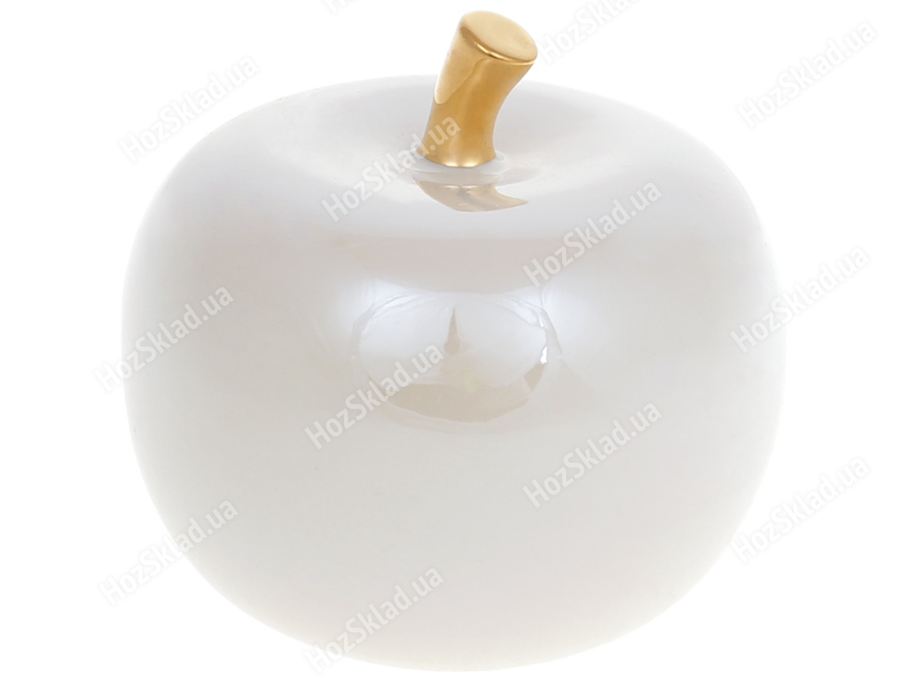 Декоративне яблуко, 10,5см, колір - білий перламутр із золотом