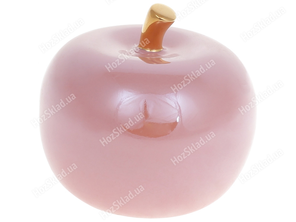 Декоративное яблоко, 10,5см, цвет - розовый перламутр с золотом