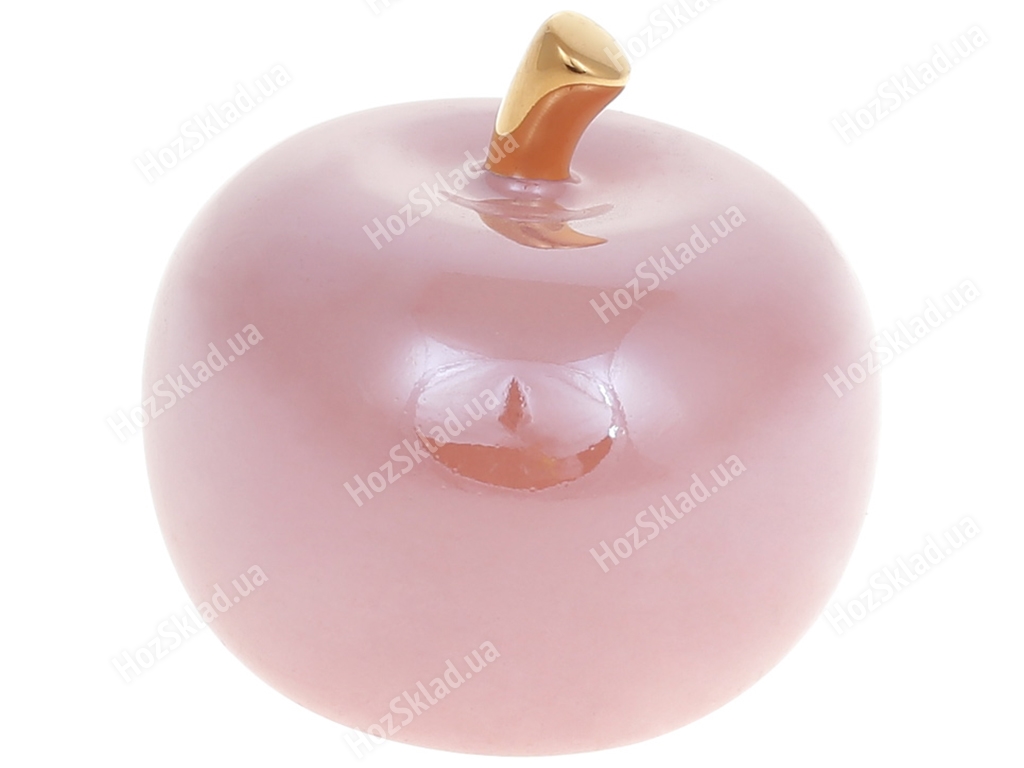 Декоративное яблоко, 8,5см, цвет - розовый перламутр с золотом