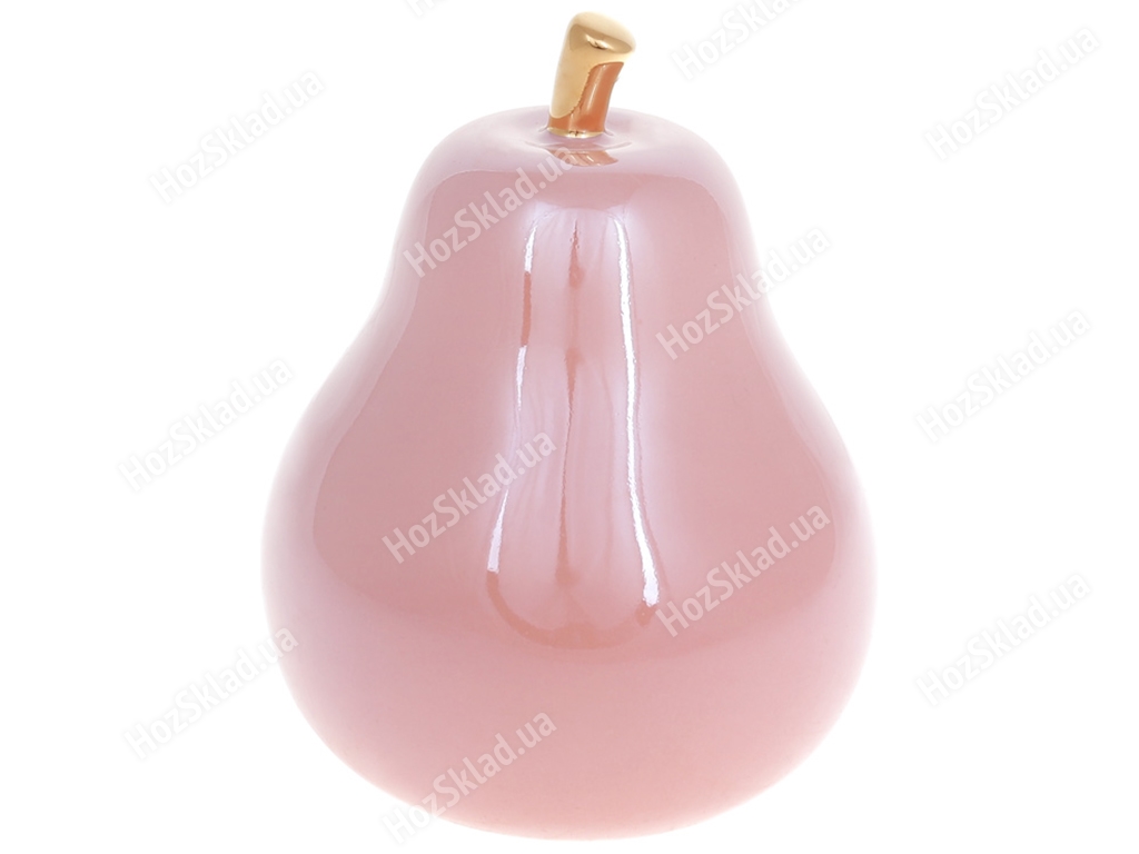 Декоративна груша, 15см, колір - рожевий перламутр із золотом