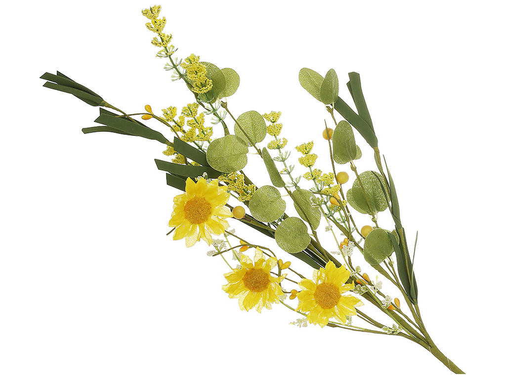 Декоративный букет Весенние цветы 22х65см, цвет - желтый с зеленым