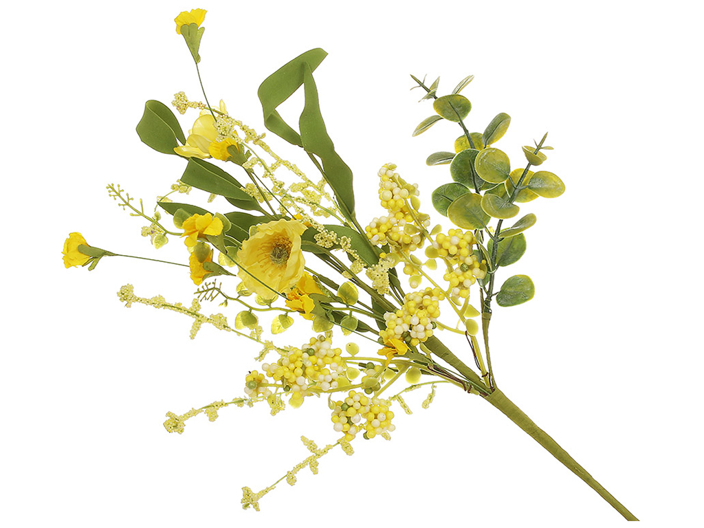 Декоративный букет Весенние цветы, 25х48см, цвет - желтый с зеленым