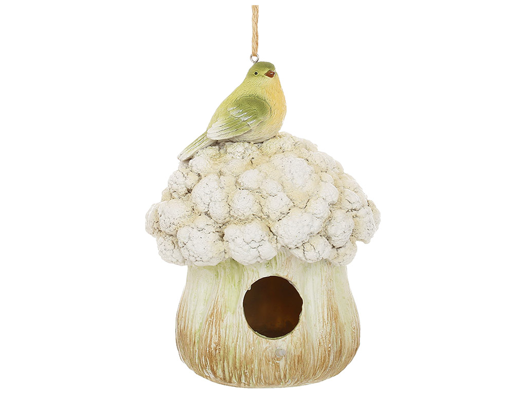 Подвесной декор - кормушка Птичка на капусте, 14,5x14,5x18,5см