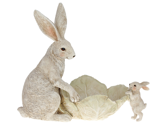 Декоративная статуэтка - блюдо Зайчиха с малышом, 29см