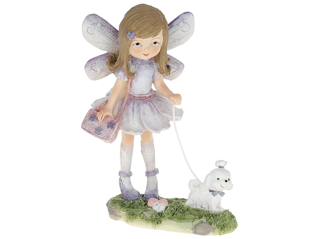 Декоративна статуетка Малятко Фея з собачкою, 13см