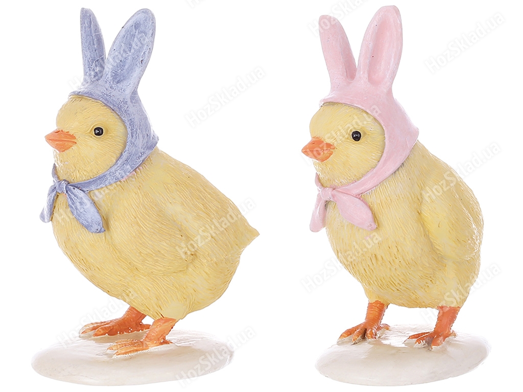 Декоративная статуэтка Цыпленок в платке, 9см, цвет ассорти