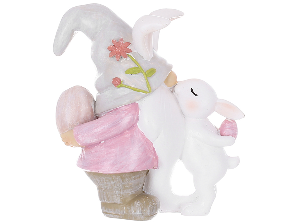 Декоративная статуэтка Гномик с кроликом, 9см