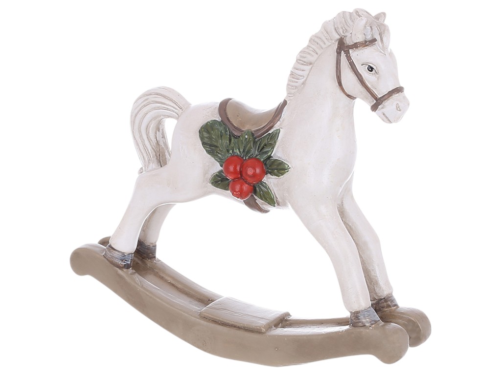 Фигурка декоративная Лошадка, полистоун, 17×5×16см, цвет белый с коричневым